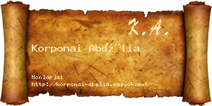 Korponai Abélia névjegykártya